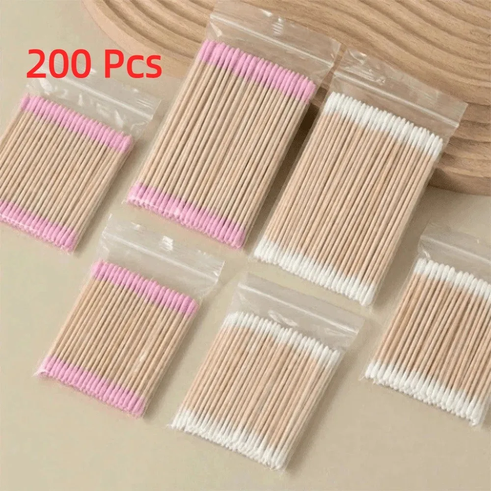 200 pcs Disposable Pointed Tip Cotton Swabs Double-head Precision Tatoo Microblading Cleaning Sticks Lint Free Hygienic