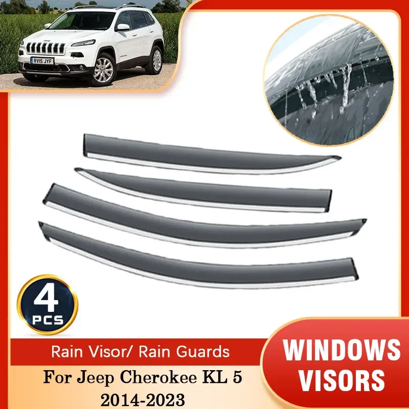 

For Jeep Cherokee KL 5 V 2014~2021 2022 2023 Sun Rain Deflectors Awning Guard Trim Smoke Windows Visors Protector Car Accessorie