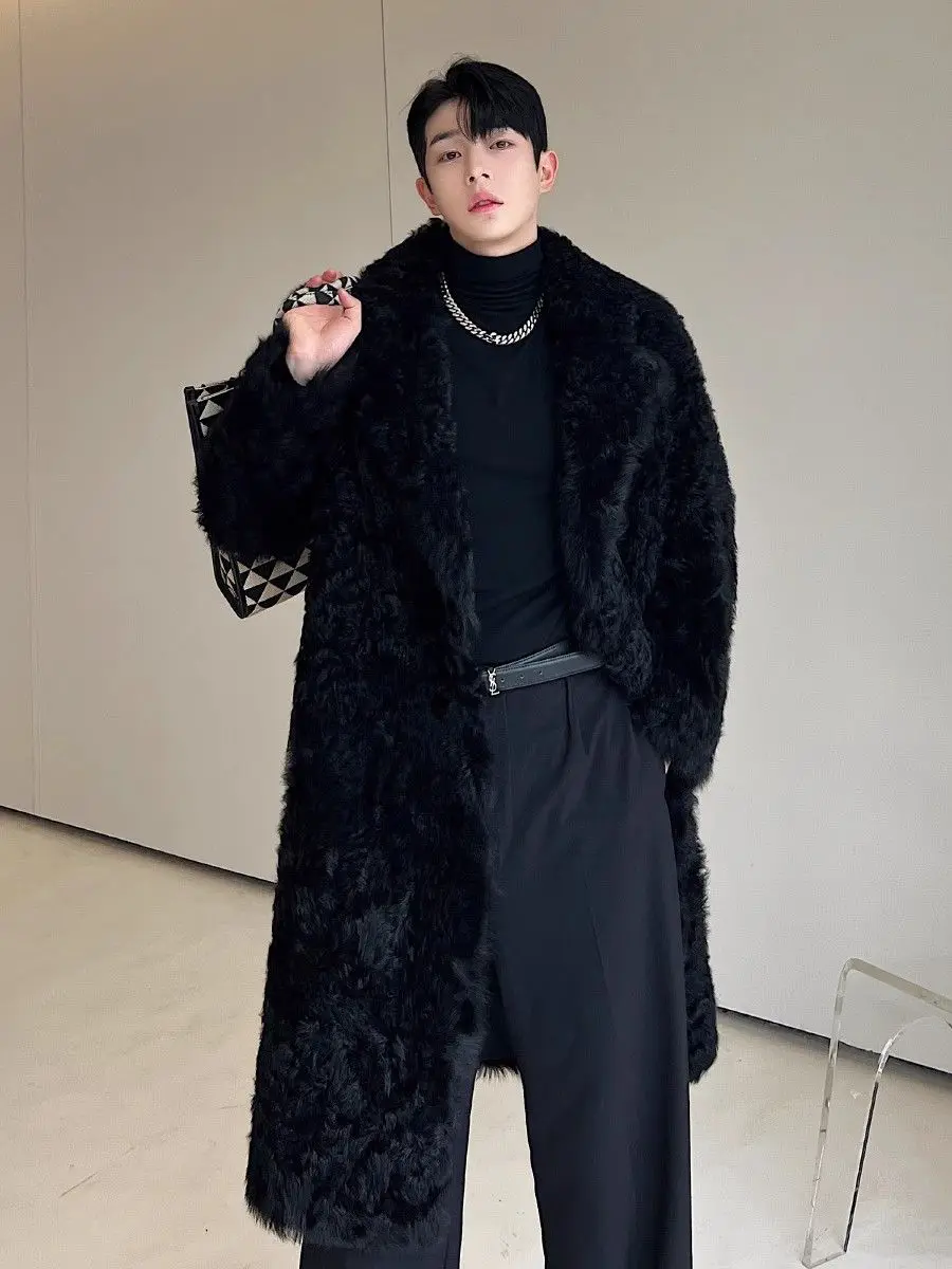 

Luxury High Quality New Korean Faux Mink Fur Long Coat Biker Men Winter Fashion Brand Padded Fur-lined Coat Jacket Fake Fur Coat