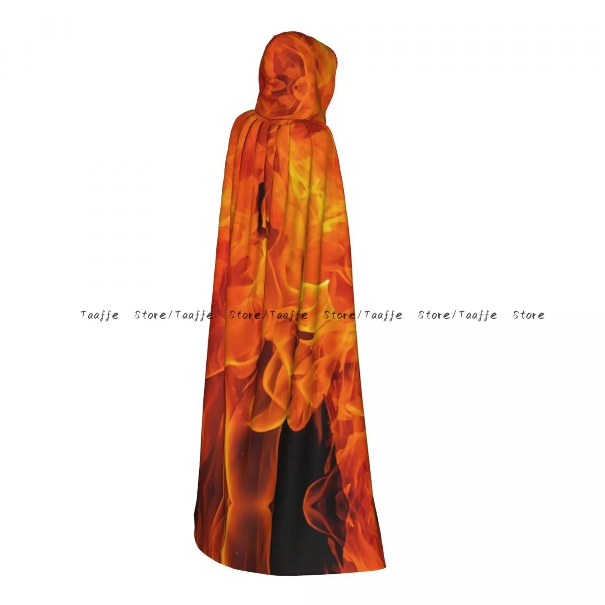 Witch Long Hooded Robe Blazes Of Fire Halloween Cloak Cosplay Costumes for Adult