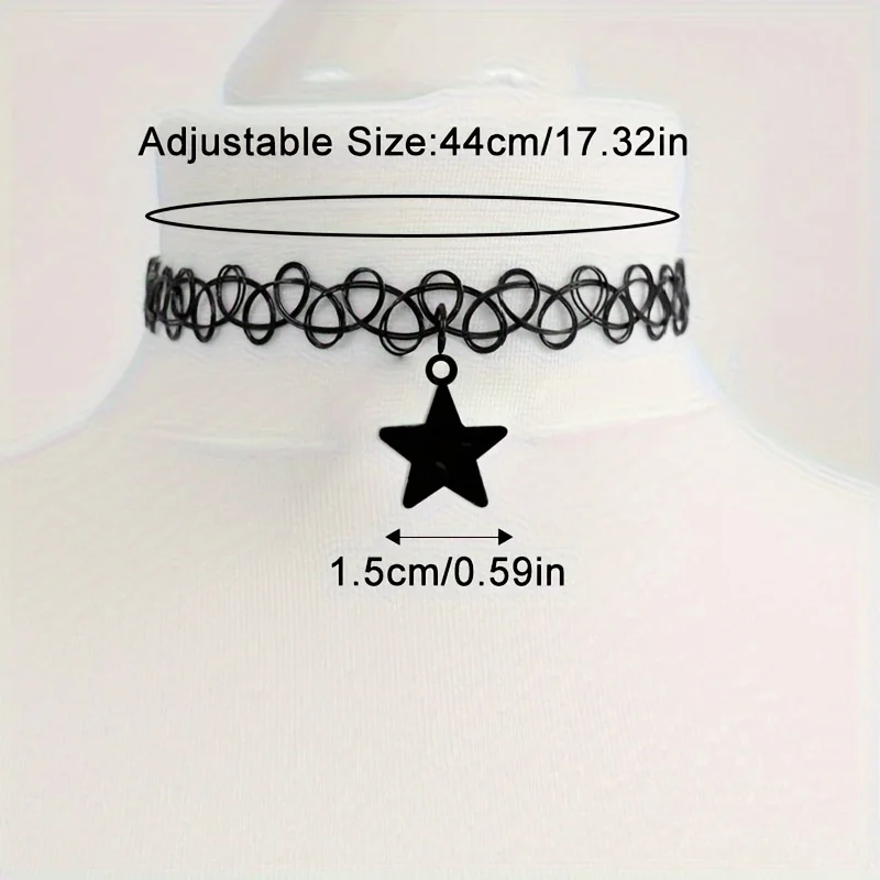 خاتم خانق أنيق على الطراز القوطي ، قلادة مع قمر ونجمة ، سلسلة مرنة للحفلات ، عيد الميلاد وعيد الميلاد ، هدية عيد الحب