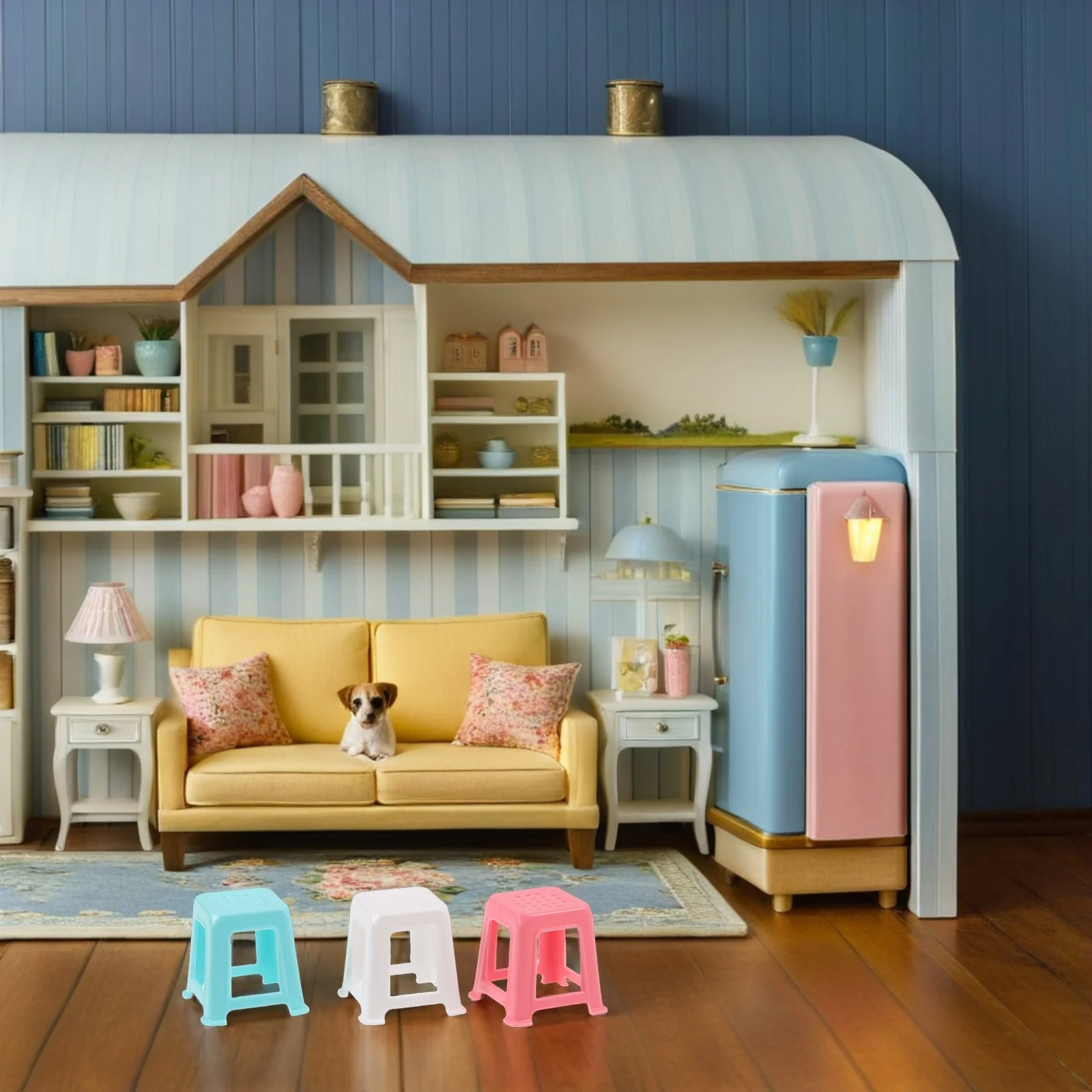 30Pcs Vintage Mini Square Stool Plastic Chair Miniature Bench Decor Dollhouse Furniture Set Photography Props Mini Bench