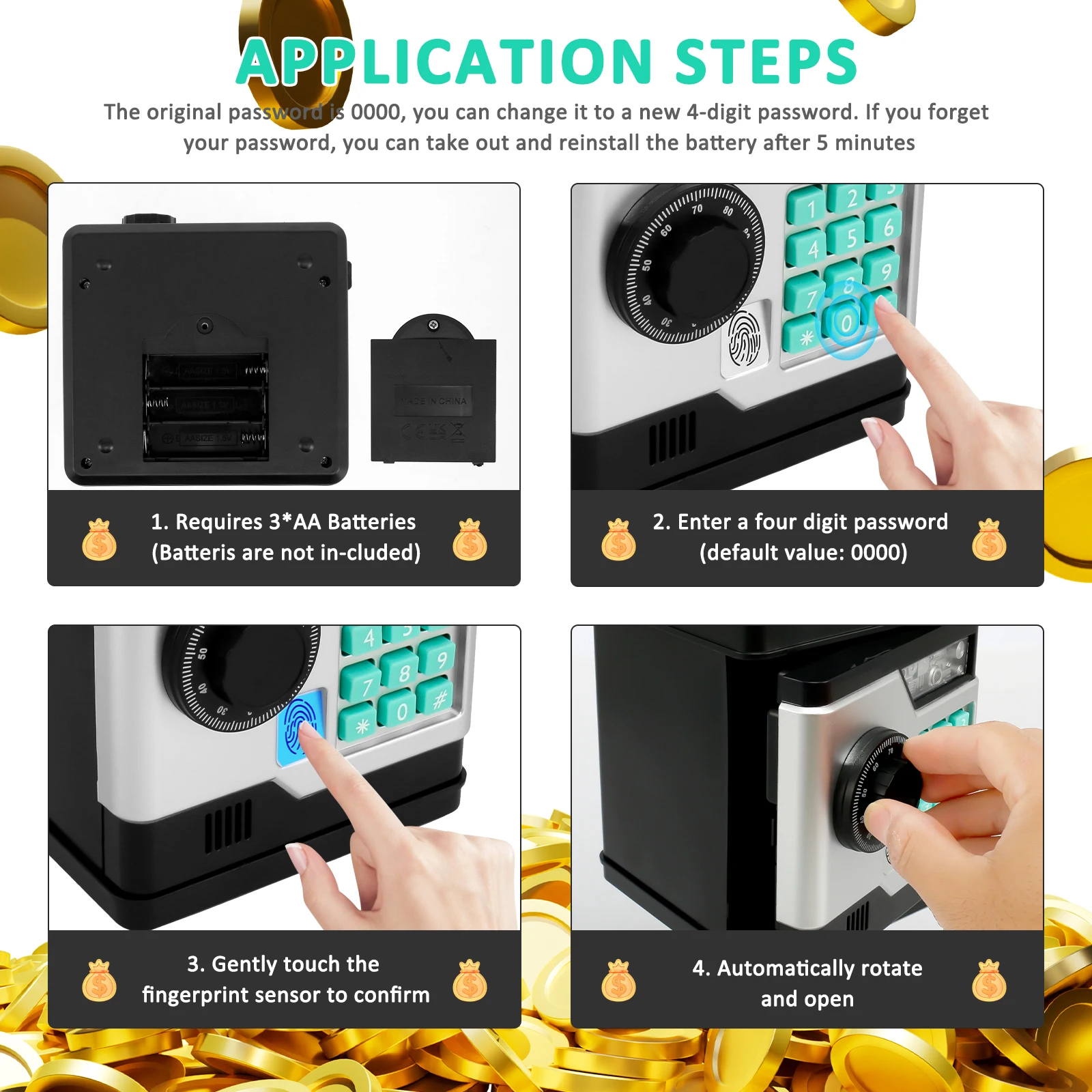 Electronic Piggy Bank Kids Fingerprint Password Money Coin Bank Mini Saving Bank Toys Cash Coin Can ATM Bank Kids Christmas Gift