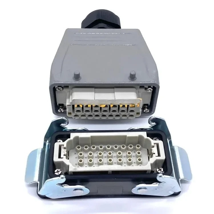 For HEE-032-M/F Heavy-duty Connector 32 Core Rectangular Aviation Plug Socket Double Button Up and Down Outgoing Line