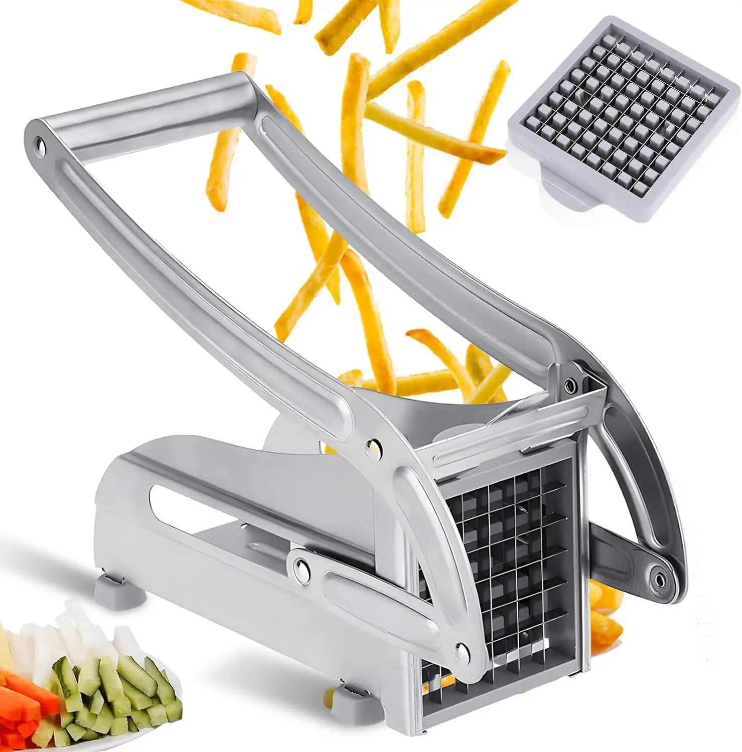 Schneiden von Kartoffeln, multifunktional, Edelstahl, manueller Gemüseschneider, Werkzeug zum Schneiden von Kartoffeln, Gurken, Obst und Gemüse