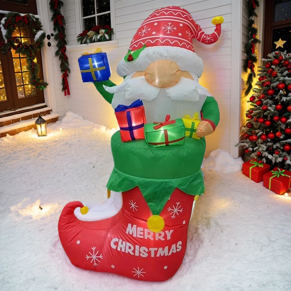 

5FT Christmas Inflatable Santa Claus with LED Light Christmas Decoration with Green Gift Bag for Party Outdoor Yard Garden Lawn