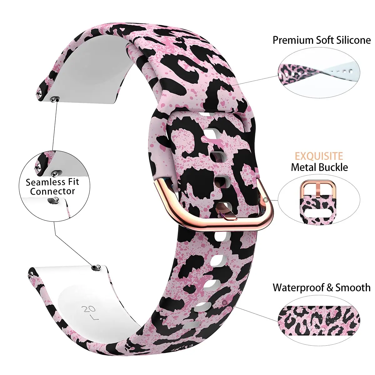 22mm 20mm Watch Strap for Samsung Galaxy Watch 6 5 pro/4/Classic Silicone Printed Sport Bracelet for amazfit GTR-GTS 4-3-2e Band