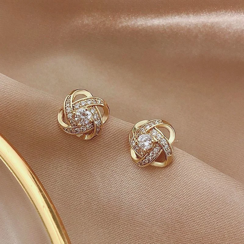 Adolph Trending Elegant Crystal Overlapping Stud Earring For Women Korean Cute Cheap Earring Fashion Jewelry Gifts 2024 New