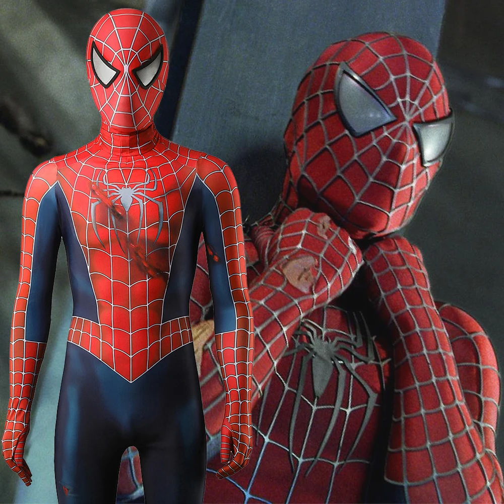 Traje de Cosplay de Spiderman de Raimi con Daños de Batalla, Disfraz de Spiderman de Spandex para Adulto, Traje de Superhéroe para Halloween, Trajes Zentai de Spidey