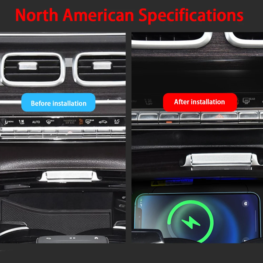 Car Wireless Mobile Phone Charger Center Console Storage QI 18W iPhone fast charge for Mercedes Benz GLE V167 C167 GLS X167