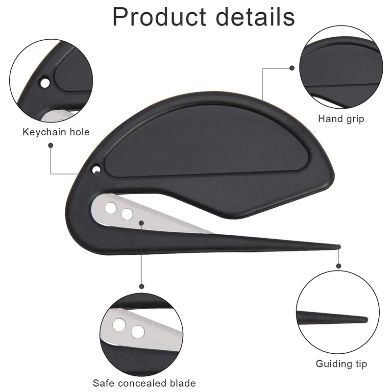 Letter Opener Envelope Slitter, 12 Pcs Letter Opener Slitter Letter Openers with Razor Blade for Envelope, Black