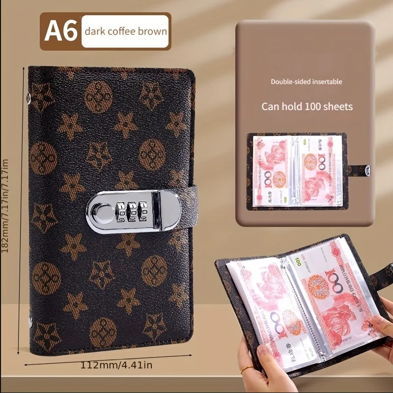 Large Capacity Cash Saving Box with Password Lock, Money Storage Organizer Book with Zipper Pouch, Budget Planner for Kid Adults