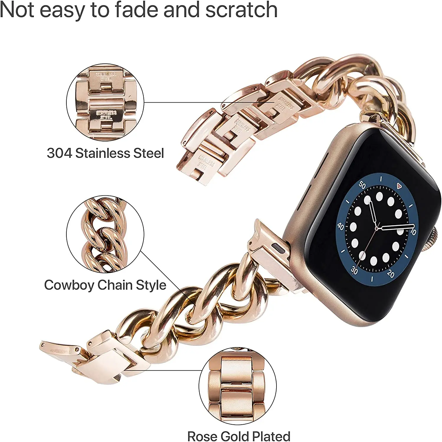 Stainless Steel Band for Apple Watch Ultra 2 49mm 9 8 7 41 45mm Strap for iWatch Series 9 6 5 4 SE 38 40 42 44mm Luxury Bracelet