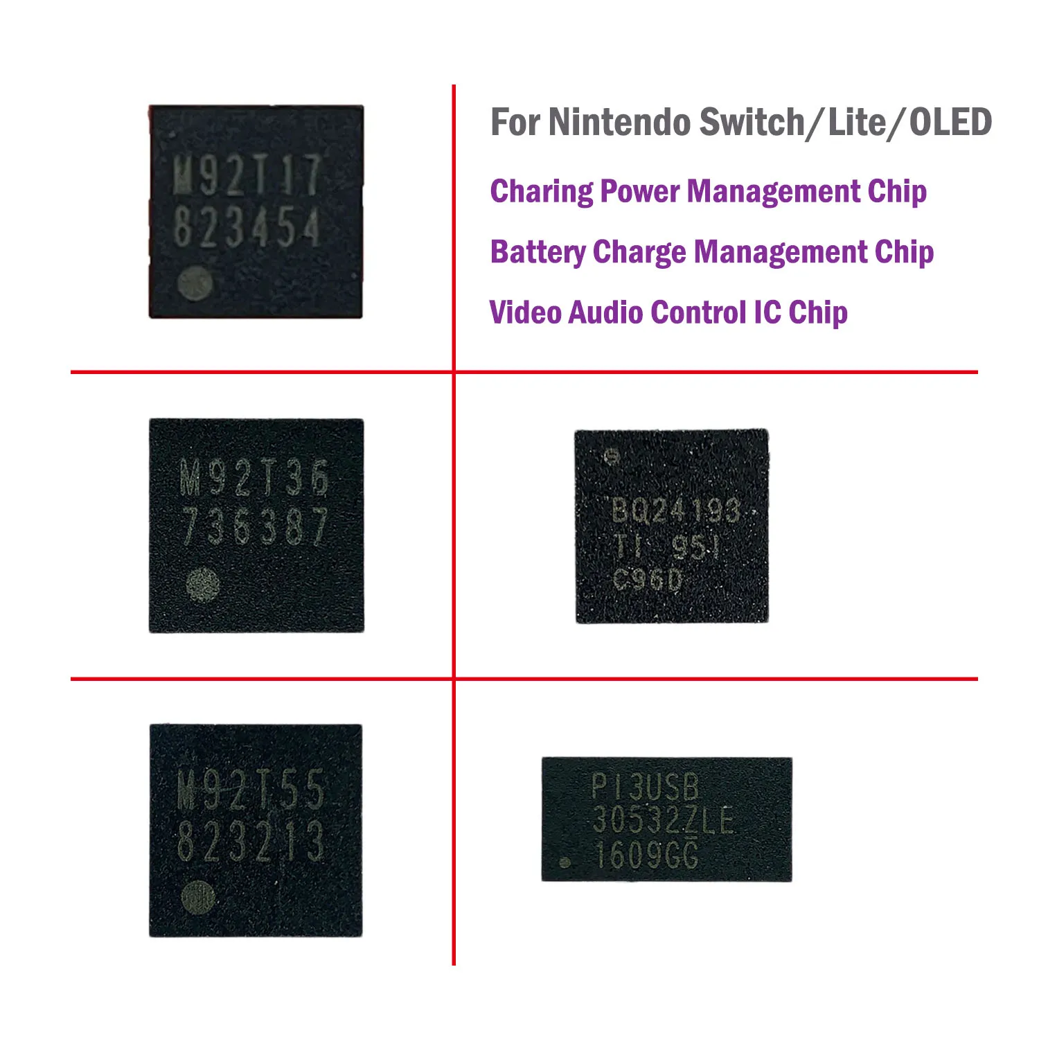 2pcs M92T36 BQ24193 P13USB M92T17 M92T55 for Nintendo Switch Console  IC Chip Motherboard Charging Control Modchip Repair Parts