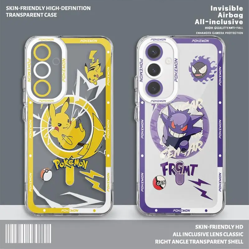 Transparent Soft Case for Samsung Galaxy A35 A55A53 A54 A73 A34 A33 A25 A24 A13 A14 A15 5G P-Pokemon G-Gengar Cover