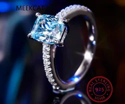 Oval Natural Sky Blue Topaz 925 Sterling Silver Engagement Ring for Woman Gemstone Fine Jewelry Anniversary Gift