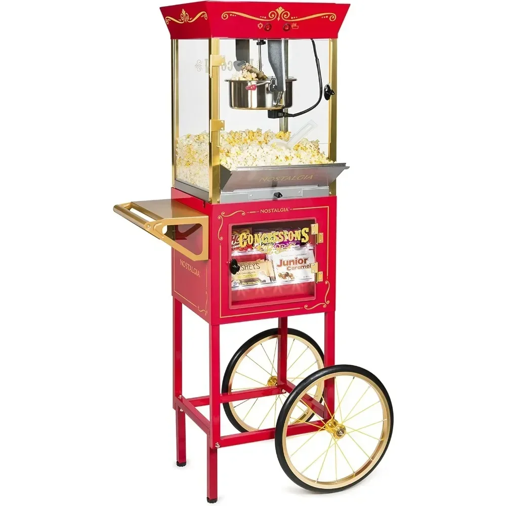 

Up To 40 Cups Can Be Made - Retro Popcorn Machine Cinema Style, Popcorn Machine - Professional Cart with 10 Oz Water Bottle
