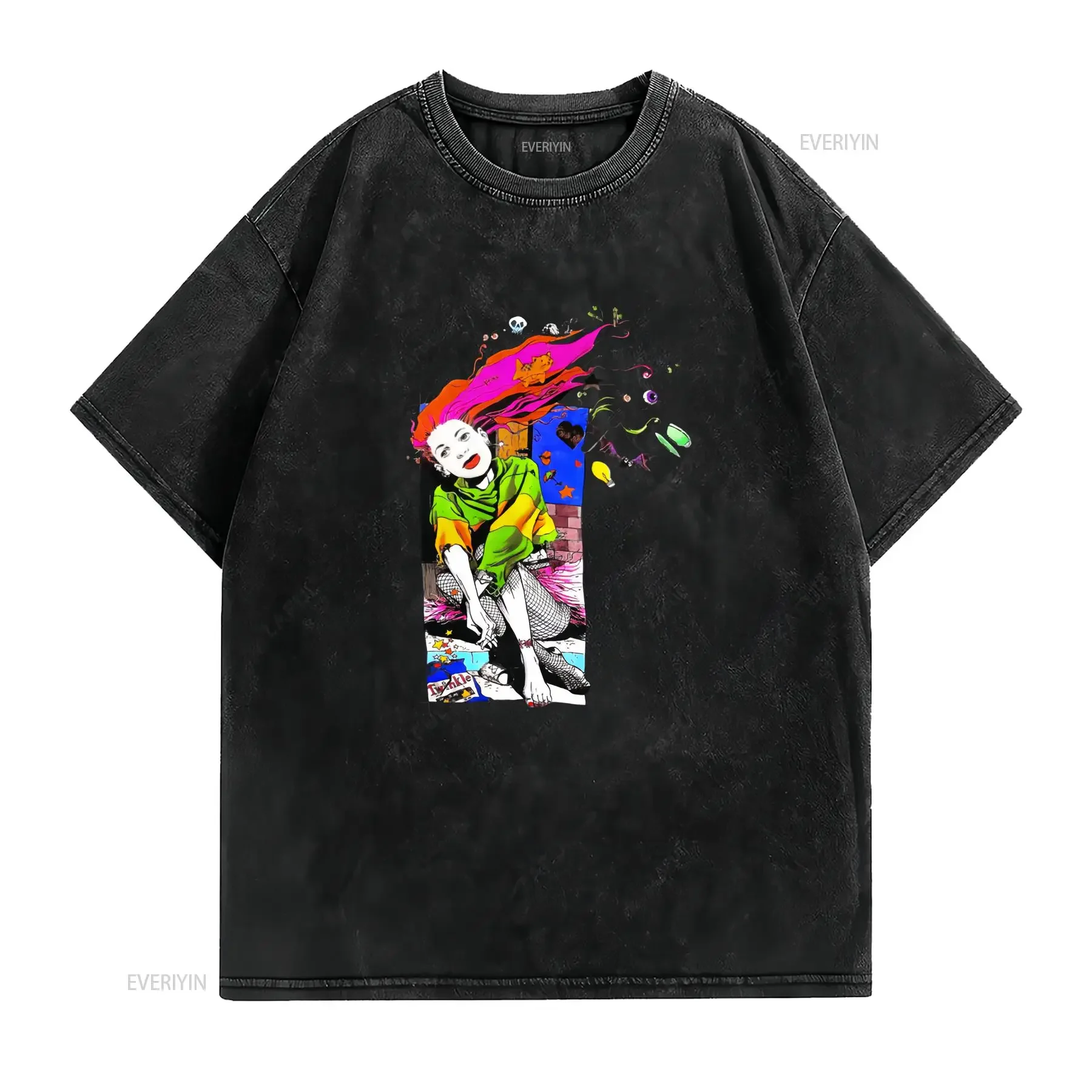 خمر 1995 ساندمان ديليريوم تي شيرت خمر غسلها تنفس موضة تنوعا لينة للجنسين امتدت مريحة عادية