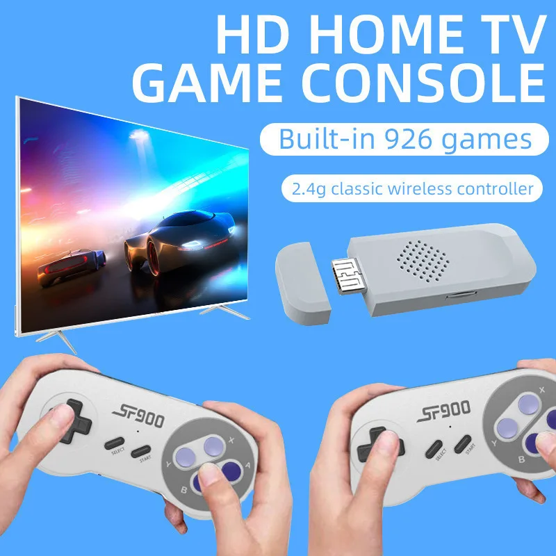 

Ретро-консоль SF900 с 5000 встроенными играми, игровой контроллер для ТВ, в комплекте 2 беспроводных геймпада, классический игровой контроллер