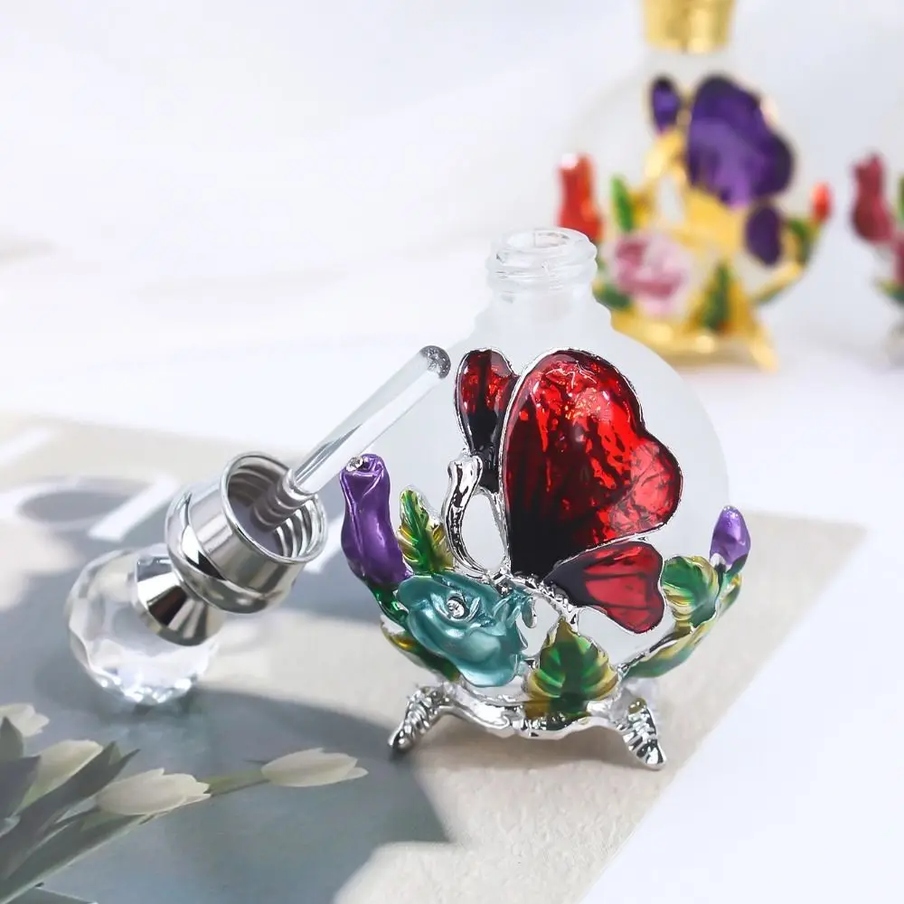 Metal 25ml Perfume Bottle Vintage Antique Butterfly Essential Oil Bottle Glass Dropper Butterfly Oil Dispenser Bottle Girl