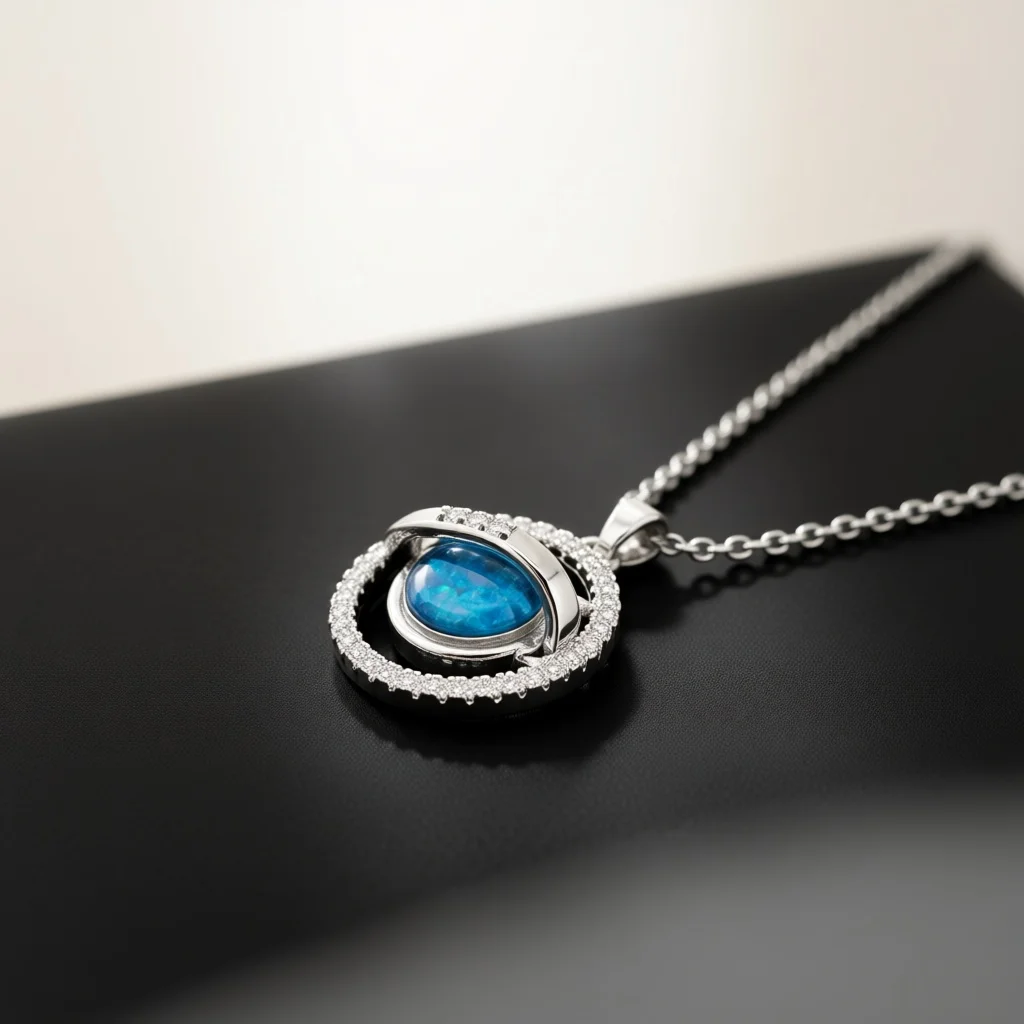 Circular Halo Inlaid Necklace Sparkling Zircon Twist Border Polished Metal Birthday Anniversary Holiday Gifts For Stylish Women