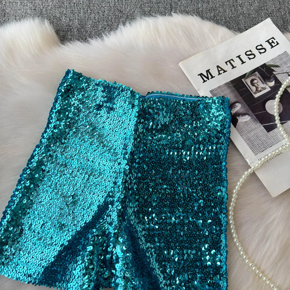 Shinny Sequins Short Pants Women Hot Summer High Waisted Female Booty Shorts Sexy Girl Streetwear Y2k Short Pants Dropshipping