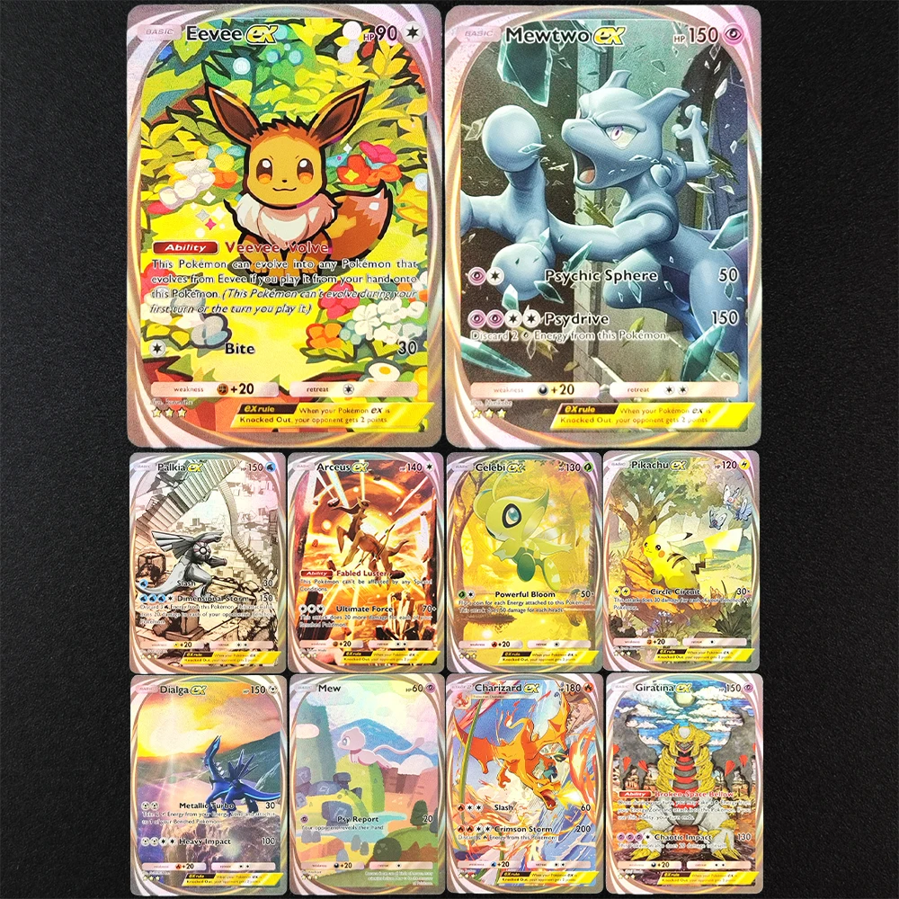 

Карманная погружная карта TCG Self Made English Mew Dialga Pikachu Giratina Eevee Mewtwo Charizard Arceus Collection Игрушка-флеш-карта