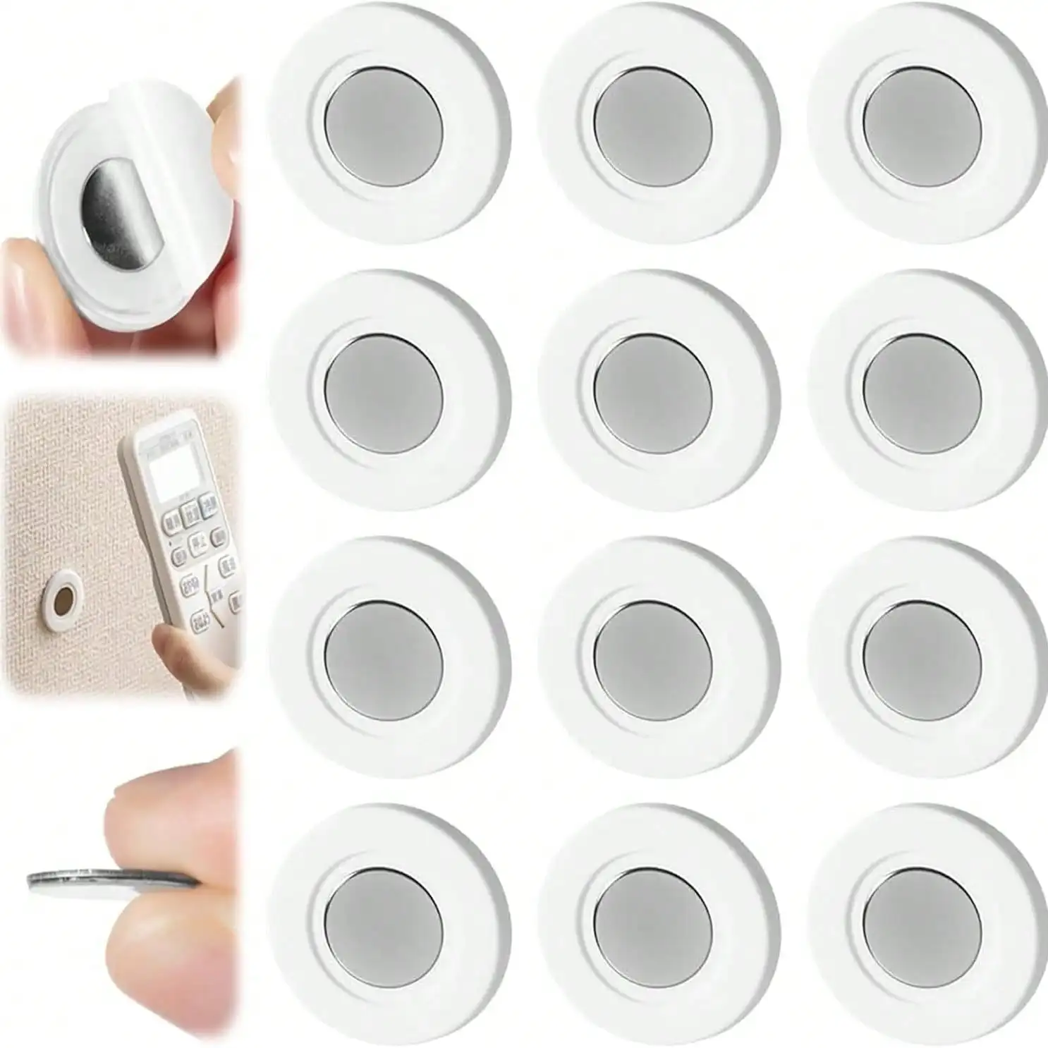 10 Pcs Magnetic Invisible Suction Cup Remote Control Holder Set, Suitable For Various Household Appliances, Plug Storage, Traceless Nail-Free Wall Decoration, Easy-To-Install Practical Hooks, Cable Management, And Equipment Remote Control Storage