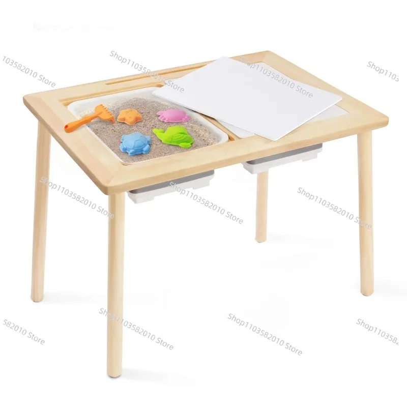 

Wooden Multifunction Toddler Activity Table, Montessori Sensory Furniture for Kids Children's Desk
