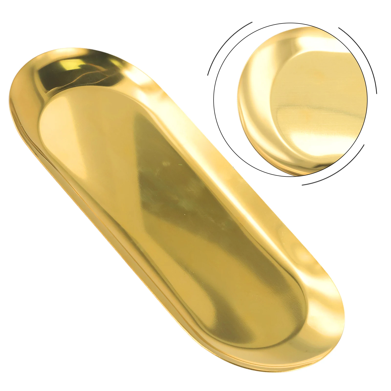 1pc Oval Stainless Steel Tray Storage Tea Fruit Cosmetics Jewelry Plate Gold 18cm 23cm Tableware Home Accessories Organization