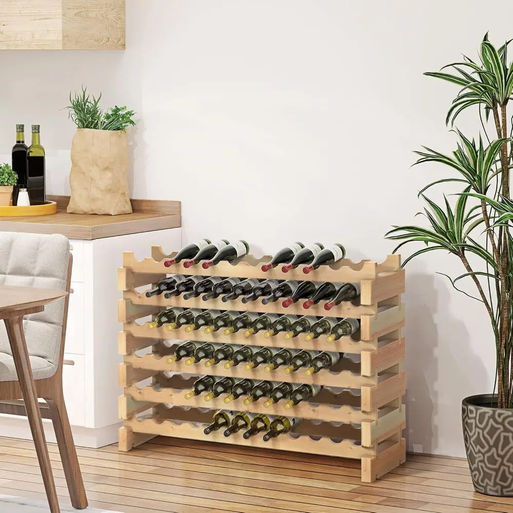 

Stackable Wine Rack, ular Storage Shelves, 72-Bottle Holder, reestanding Display Rack or Kitchen, Pantry, Cellar, Natural