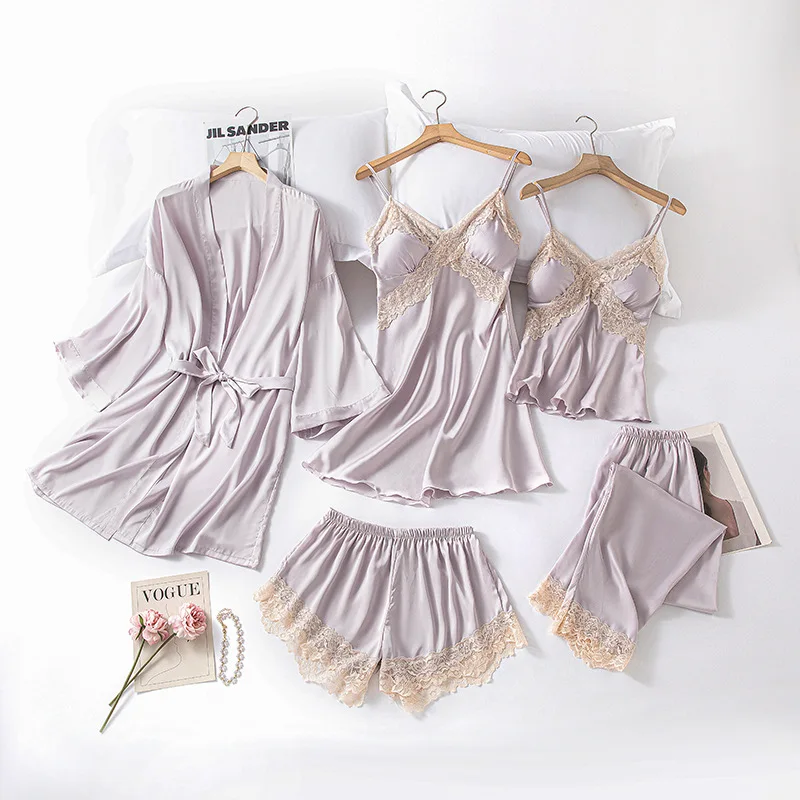 Floral Print Robe Camisole Nightgowns Night Dress Night Dresses Lady Sexy Outfit Lounge Women Pijama Sleepwear Pajama Nightwear