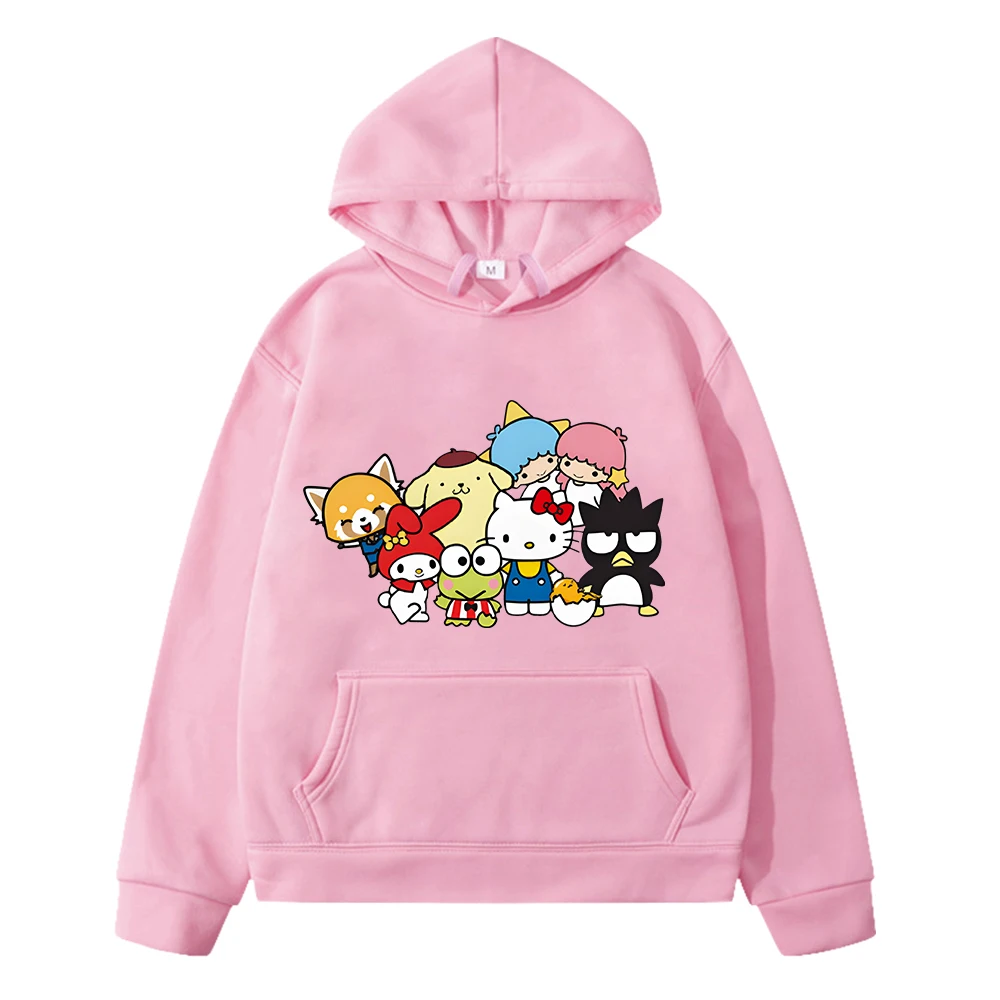 Sanrio Autumn anime hoodie boy pullover y2k sudadera Kawaii jacket hello kitty Print hoodies Fleece sweatshirt kids clothes girl