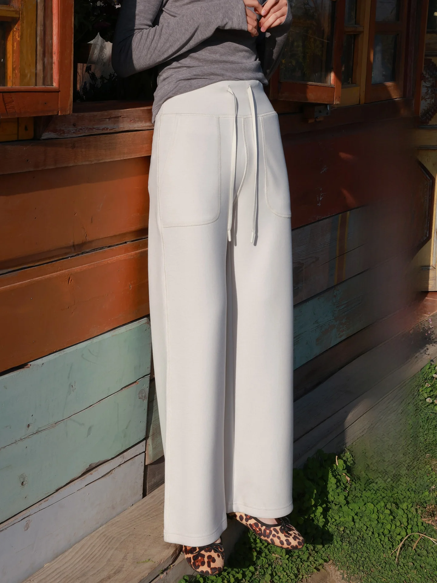 

High Waist Pure Color Casual Pants Women's Spring Waed Air Layer Super Model Dwind Casual Trousers Korean Sle