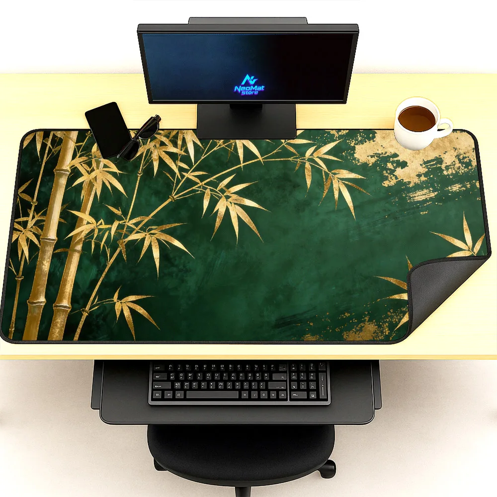 Bamboo Computer Table Mat Green Japanese Style Mouse Pad Chinese 1200x600 Desk Pad Xxxl Anti-slip Mat Office Carpet Giant 160x60