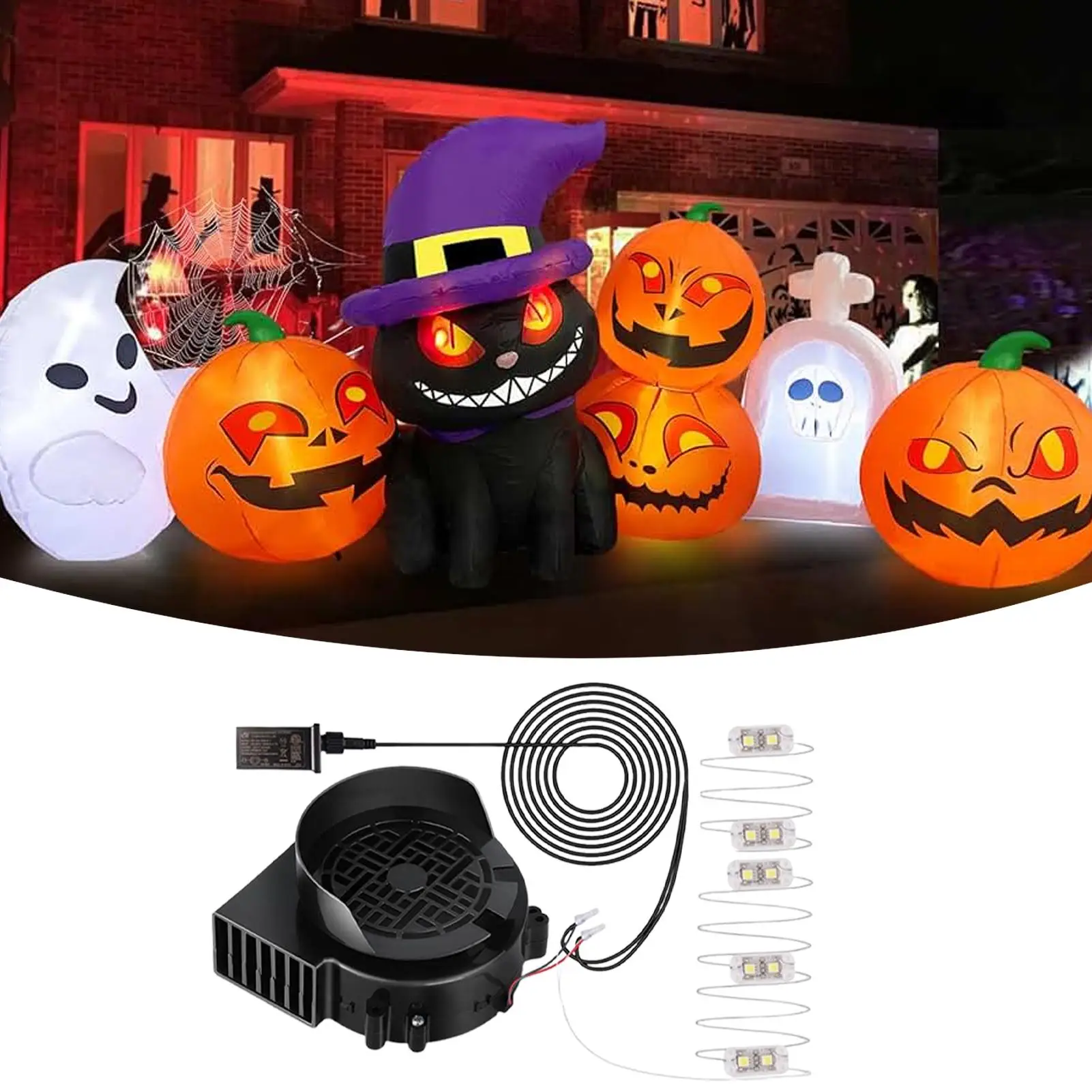 Ventilador para casa de salto inflar inflador de papai noel 12v 1.5a ventilador inflável silencioso com 5 luzes led para praia de natal