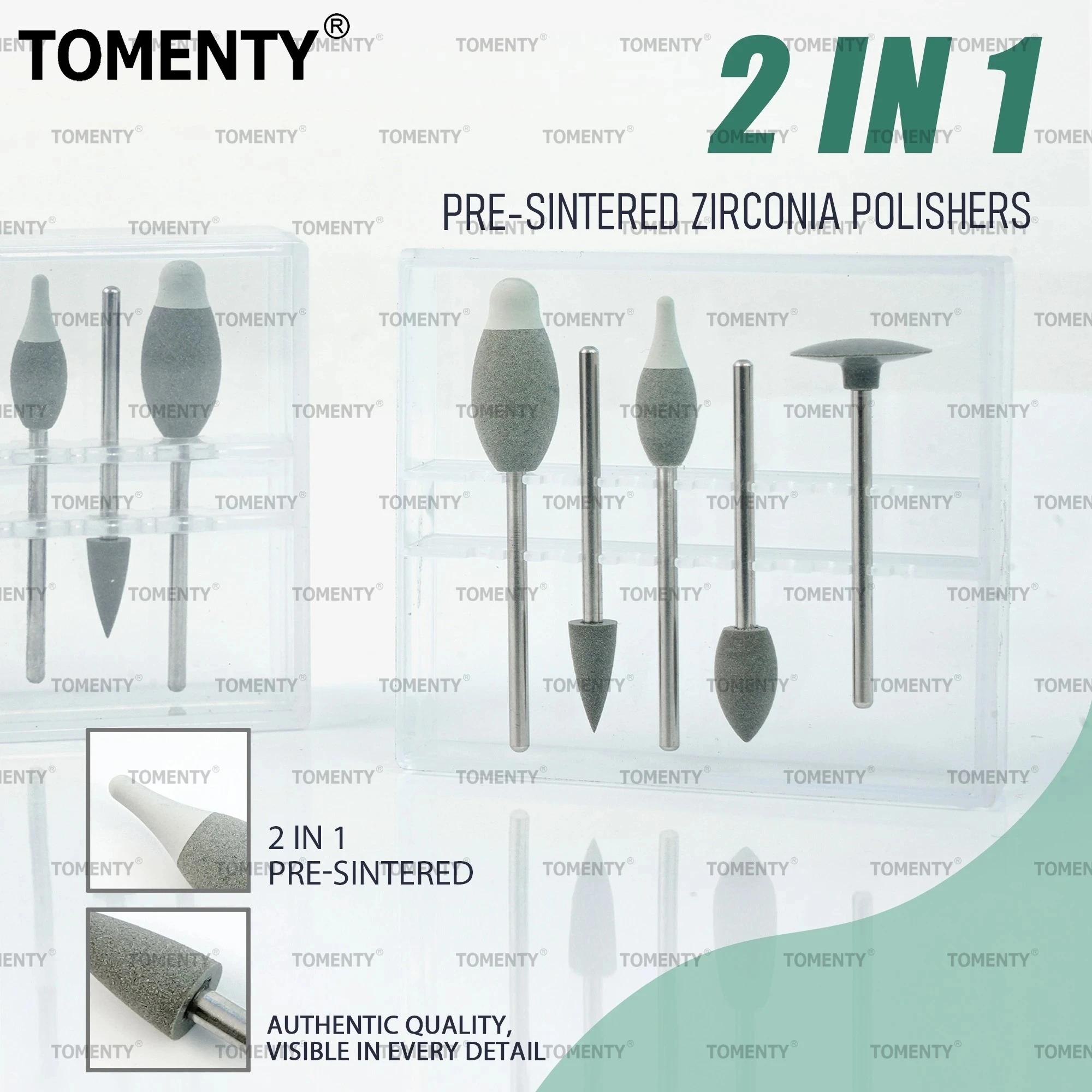 TOMENTY 5Pcs Dental Lab Polisher Diamond Grinding Head For Quick Polishing And Grinding Before Zirconia Crystallization Tool