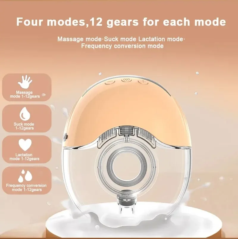 Silent Wearable Breast Pump Hands Free Electric Portable LCD Display Soft Silicone Pain-Free Milk Pump for Breastfeeding Mothers