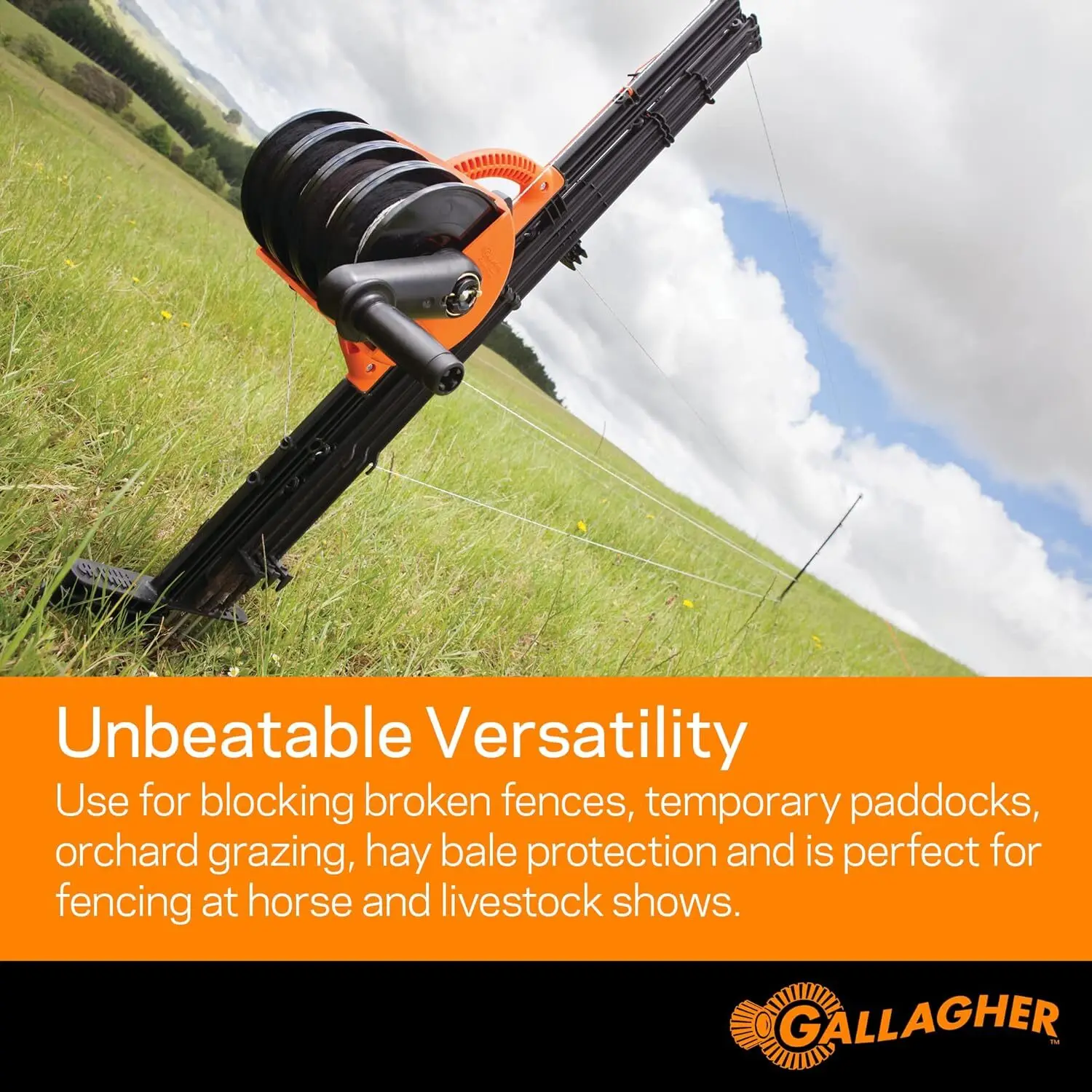 سياج Gallagher Smart 2 المحمول لتوفير الماشية، تركيب سريع للمجال المؤقت |   سياج كهربائي 328 قدمًا مكون من 4 حبلا
