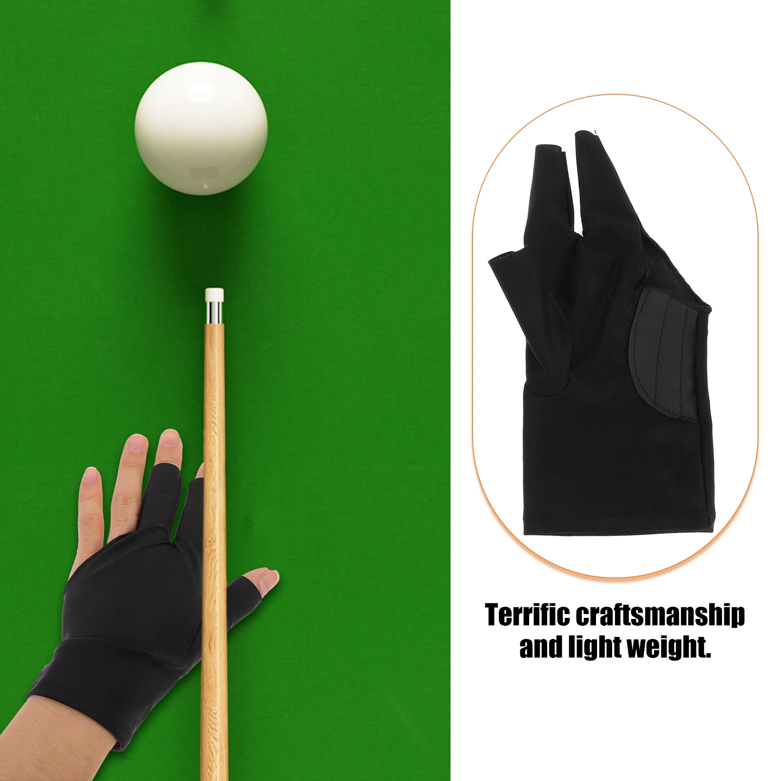 

2pcs Black Left Hand Billiard Gloves Breathable Protective Pool Mitts Durable Lightweight NonSlip Table Game Accessories
