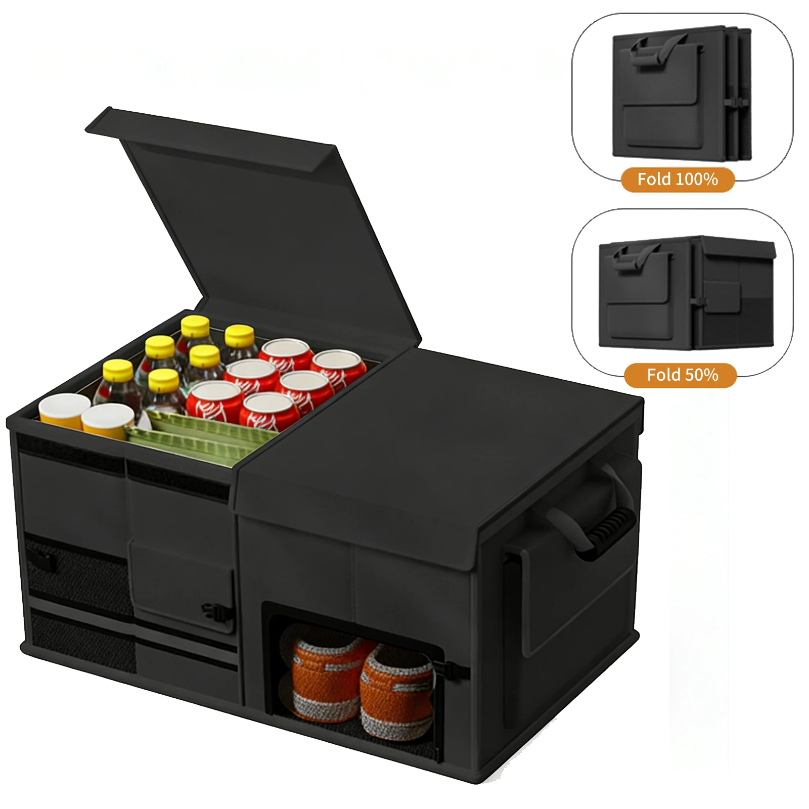 Boîte de rangement pour coffre de voiture pour SUV, grande capacité 60L, portable, pliable, pour le camping et les activités de plein air