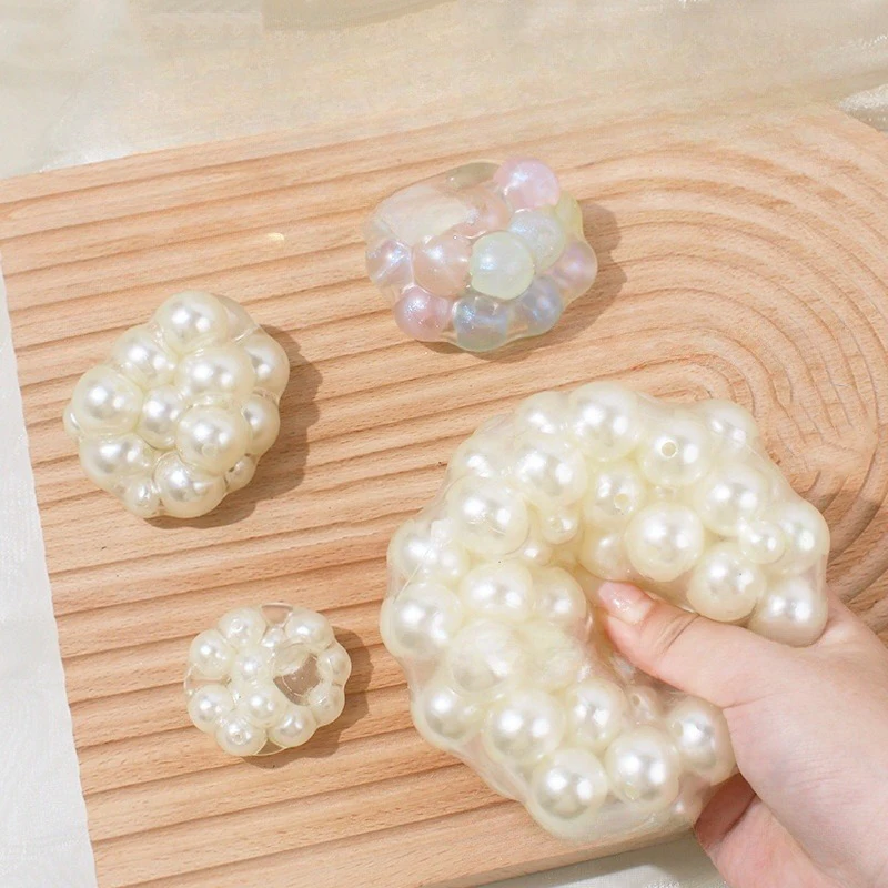 

Stress Relief Squeeze Pearl Balls Stress Ball Fidget Toy Glazed Beads Vent Ball Pearl Balls Party Kids Fidgeting Girl Baby Toy