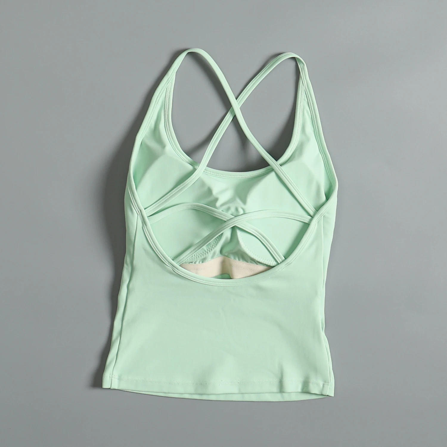 Sexy mooi sportvest met rug voor dames met zomerborstkussen, schokbestendige fitnesslingerie met jarretel Pilates yoga top