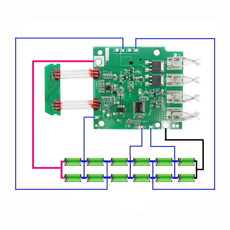 Li-ion Battery Case Box Charging Protection Circuit Board PCB LED Digital Indicator For Greenworks 24V Lithium Battery Housings