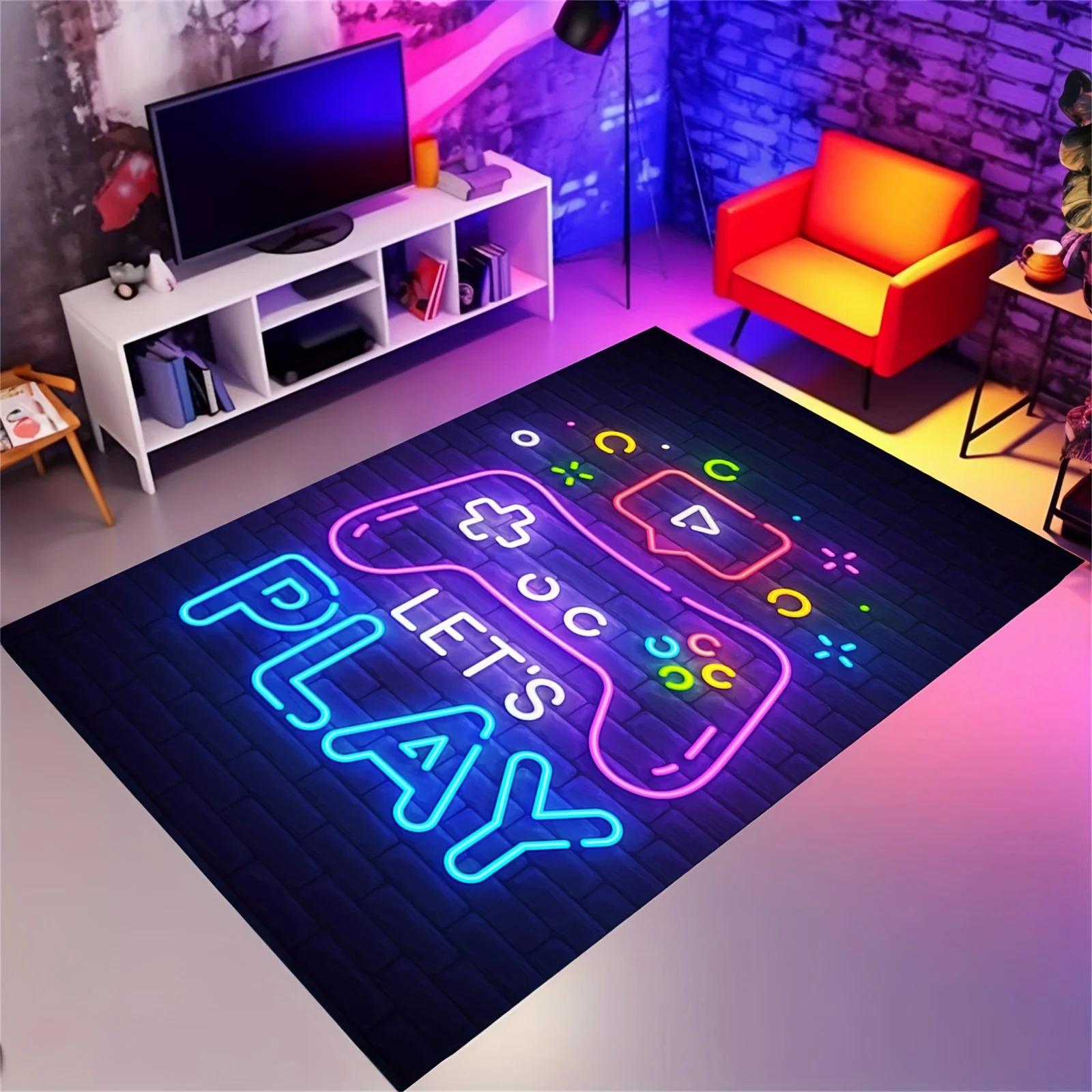 

Gamer Rug for Boys Room Non-Slip 3D Cool Printed Gaming Rug for Boys Room, Game Room, Living Room, Bedroom Area Rug Home Decor