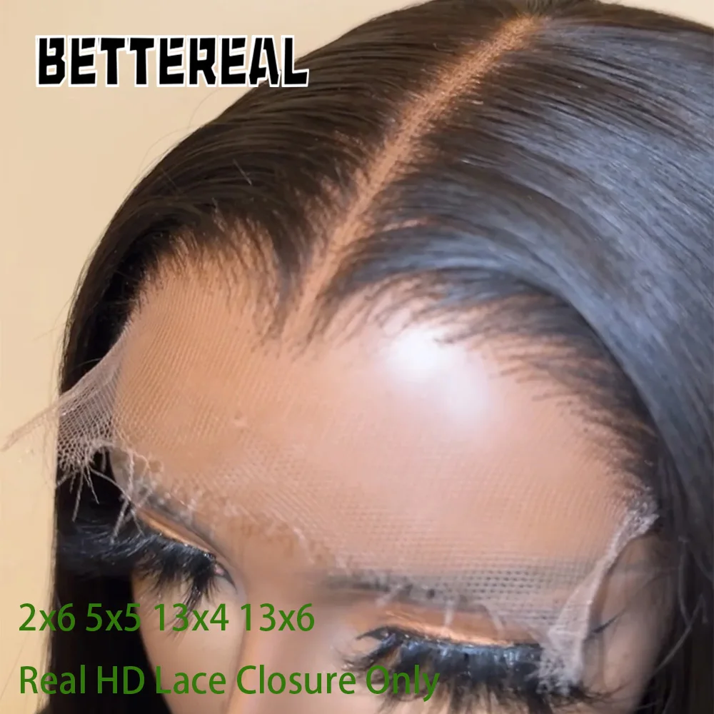 Real HD 13x6 13x4 Lace Frontal Closure Human Hair Straight Pre Plucked 2x6 5x5 6x6 Swiss Lace Closure Invisible Melt Skins Remy