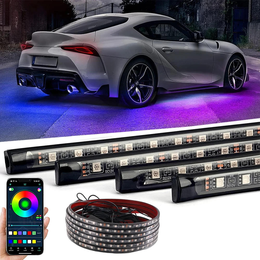 Car Underglow LED Lights Strip Symphony LED Ambient Chassis Light JDM Underbody APP Sound Control RGB Neon Light Atmosphere Lamp