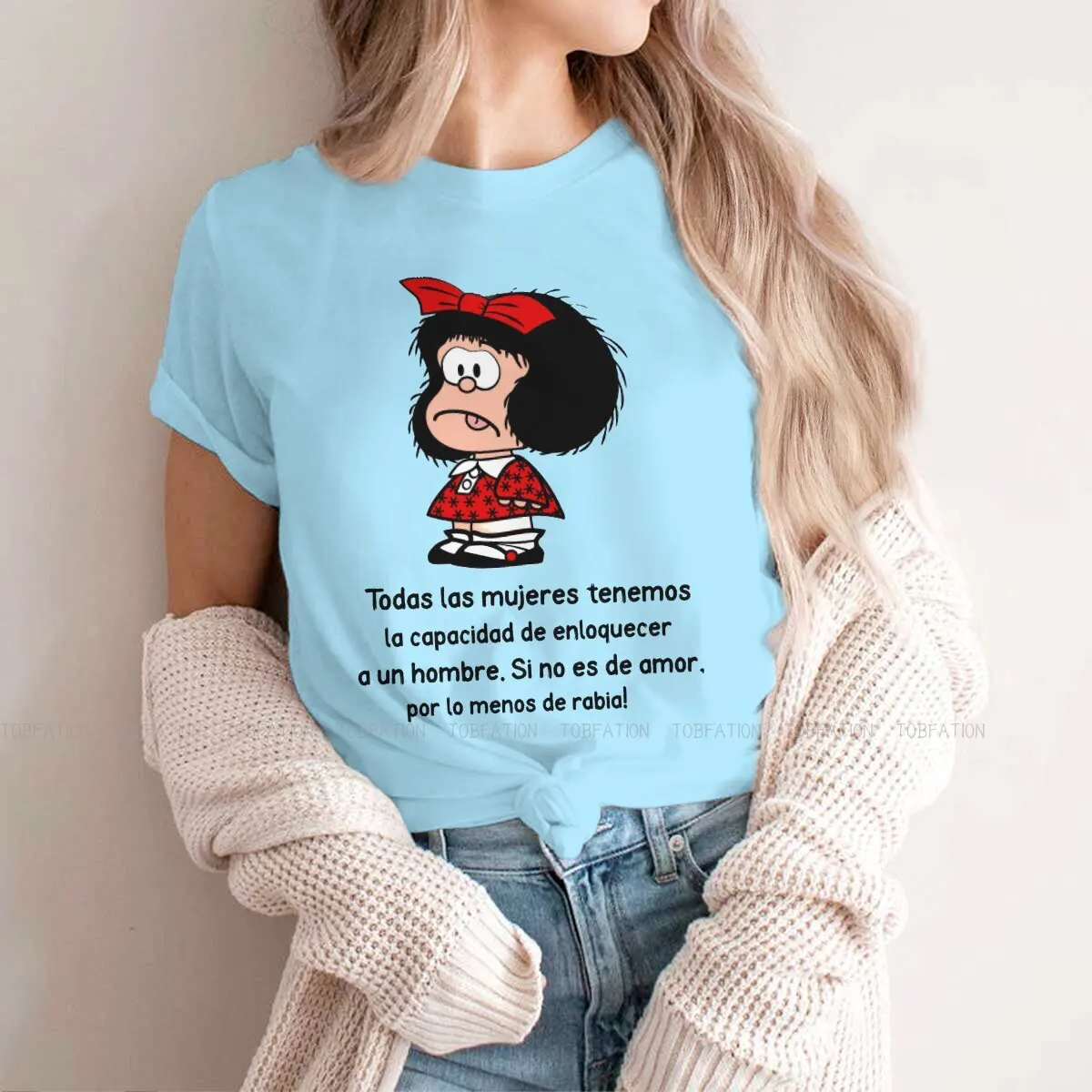 Todas Las Mujeres  Style TShirt for Girl Mafalda Cartoon 5XL Hip Hop Gift Idea  T Shirt Stuff Ofertas