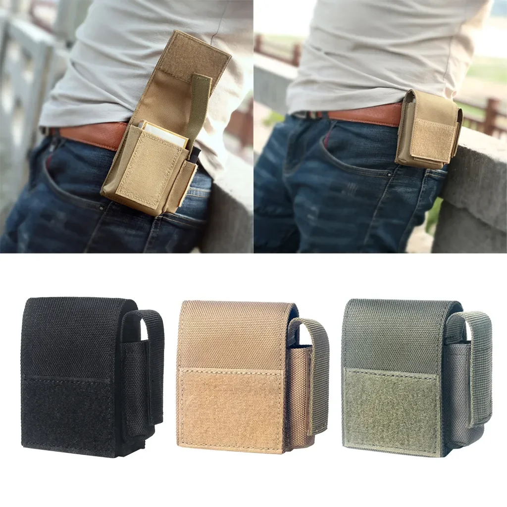 LUC 1000D Nylon Tactical Cigarette Pouch Outdoor EDC Molle Battery Pouches Compact Battery Lighter Storage Bag Cigar Waist Pack