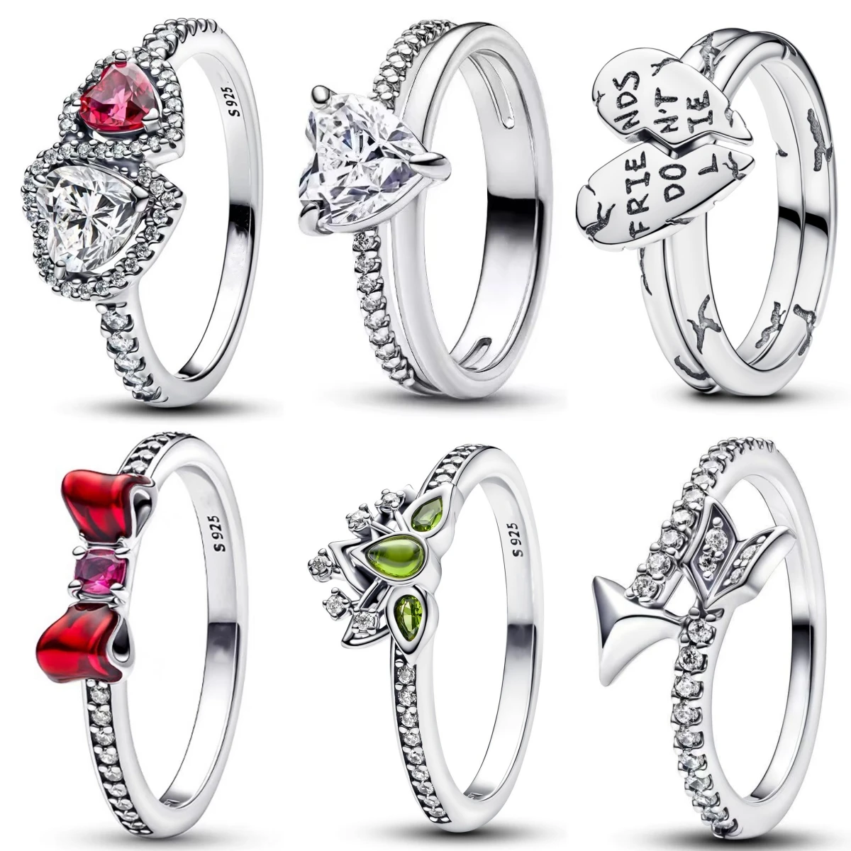 Gran oferta 925 anillos de plata amor flecha arco corazón de loto para madre plata Original 925 boda anillo del Día de San Valentín baratijas